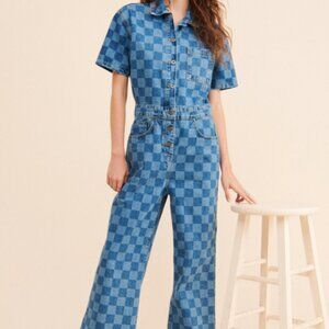 The Ragged Priest Wide Leg Denim Coveralls Jumper Jumpsuit